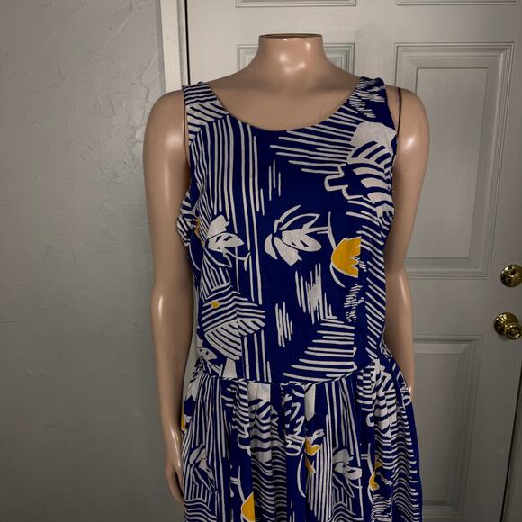 Vintage 80s 90's Sunshine Alley Women's Dress Cotton Hawaiian Pockets FF22 - Picture 2 of 8